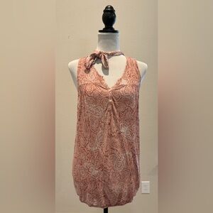 LOFT Sleeveless Paisley Floral Tie Front Blouse